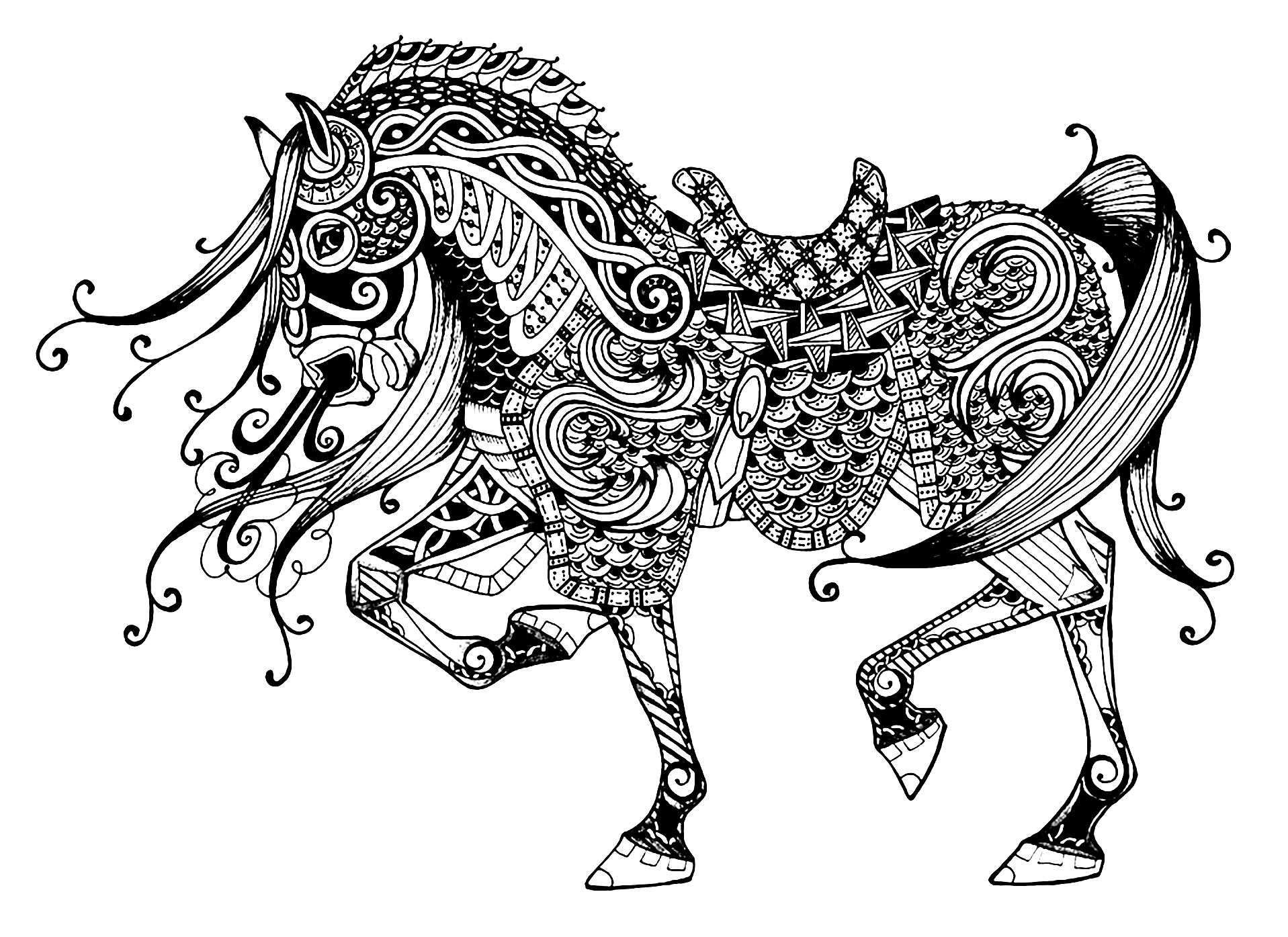 Coloring horses to print for free