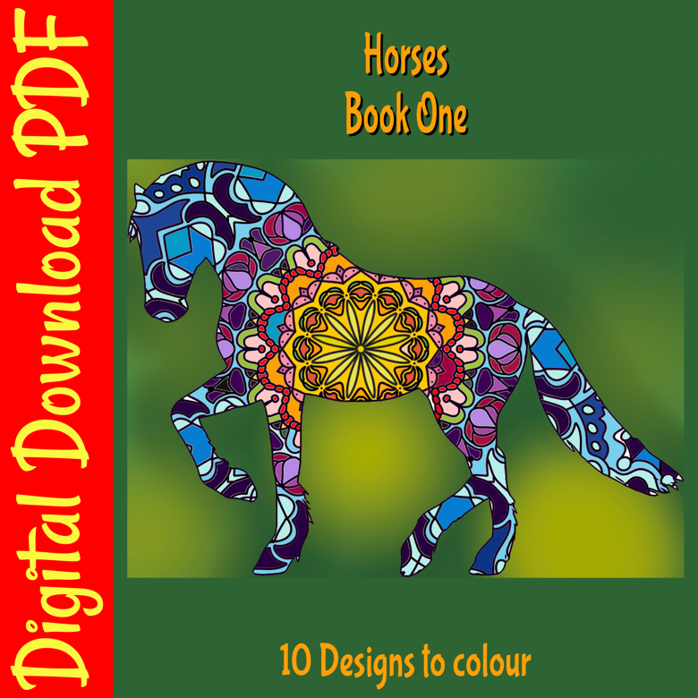 Horse mandala coloring book printable colouring pages horses hand drawn book digital download colouring book in pdf format