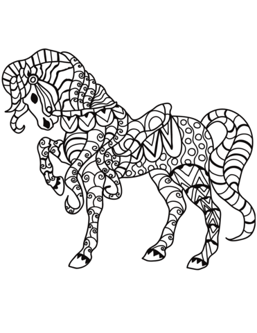 Horse zentangle coloring page free printable coloring pages