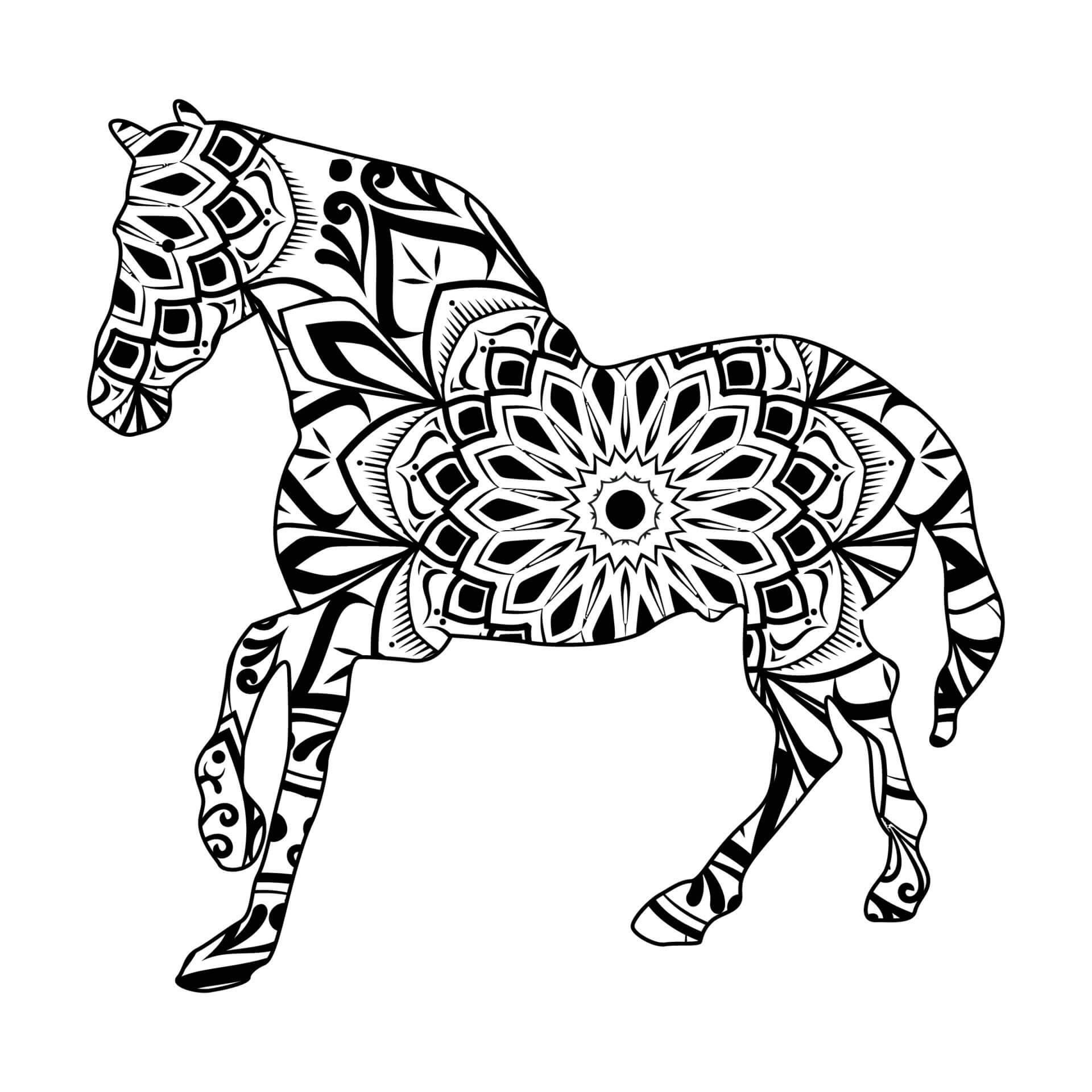 Lovely horse mandala coloring page