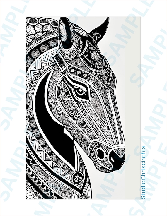 Buy horse zentangle mandala printable coloring horse adult coloring page teen coloring page self