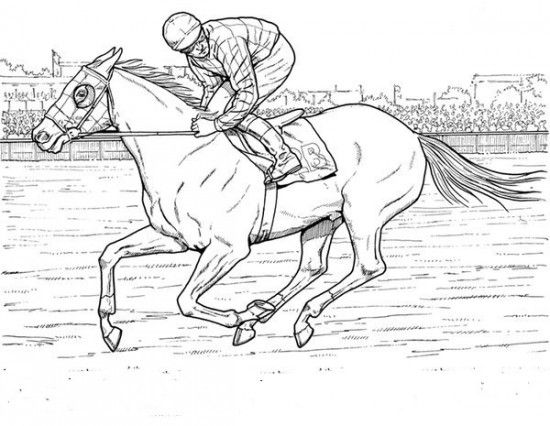 Kids horse racing coloring pages