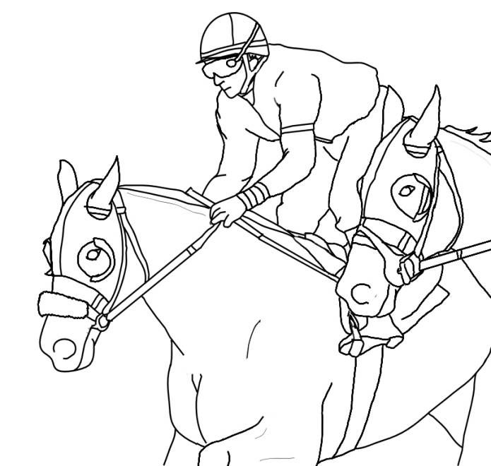 Animal coloring page or horse racing
