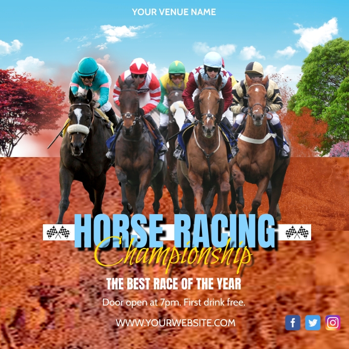 Horse racing game flyer template