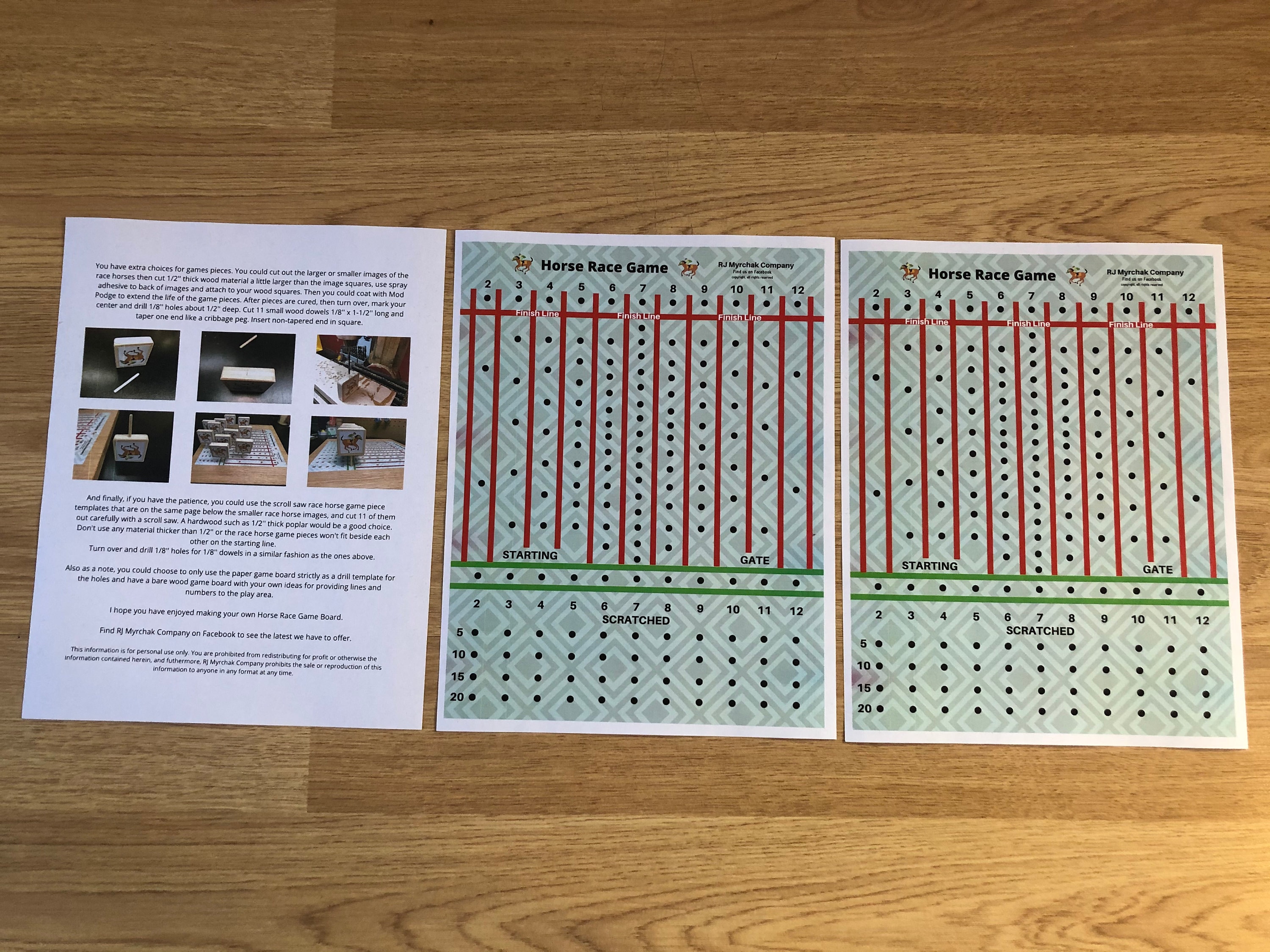 Horse race board game template