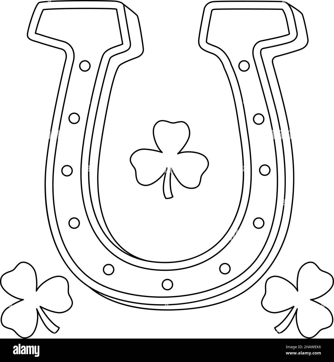 St patricks day horseshoe coloring page for kids stock vector image art