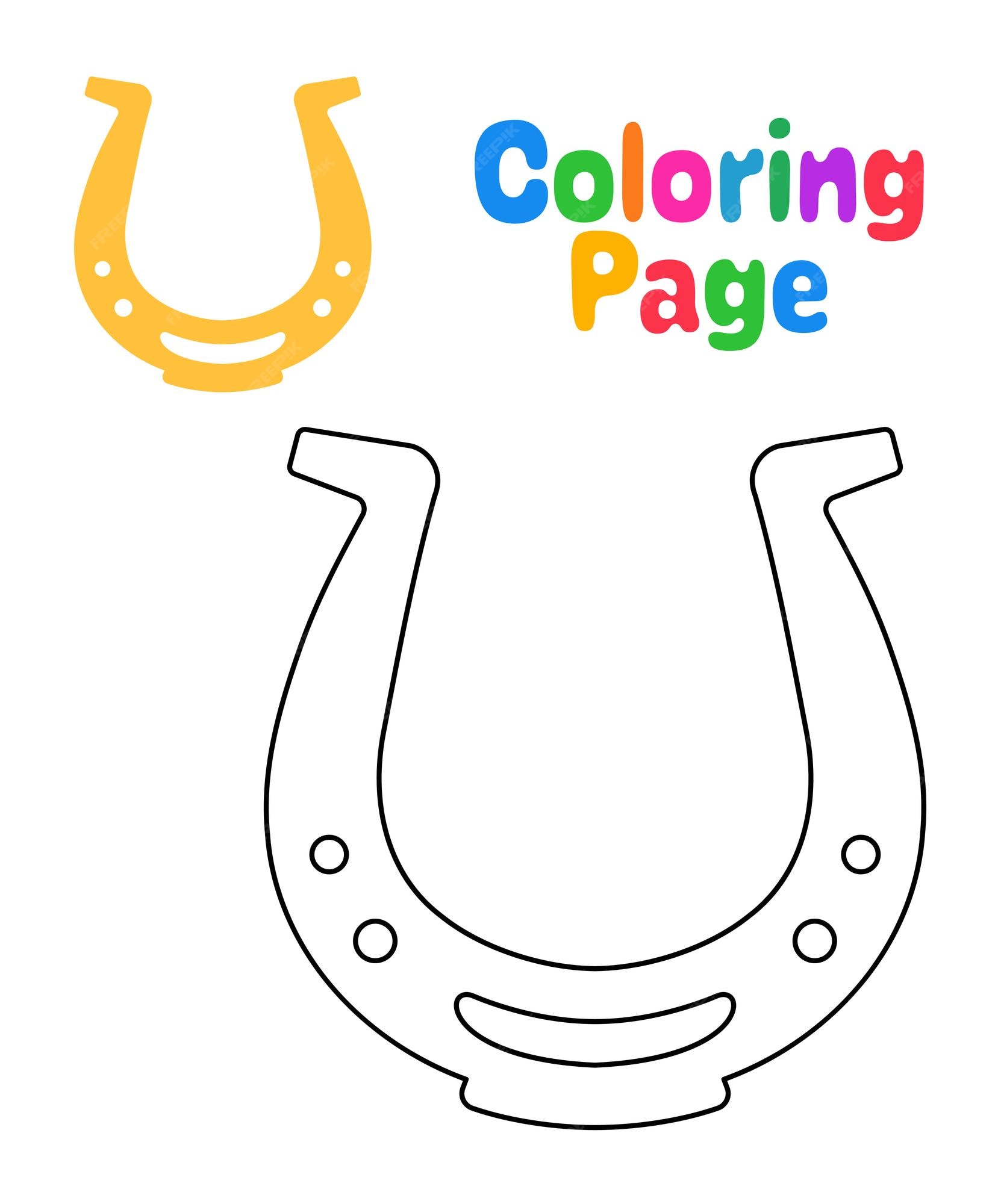 Premium vector coloring page with horseshoe for kids