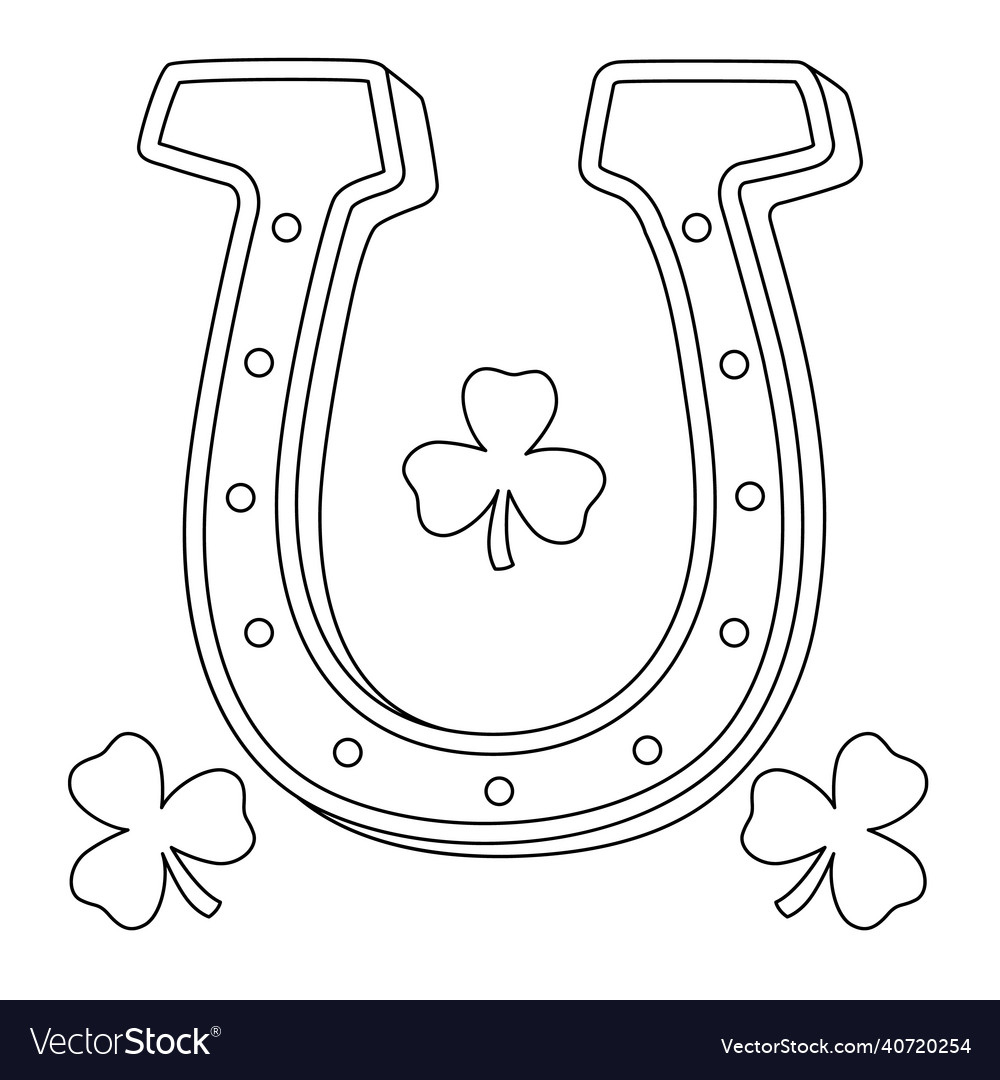 St patricks day horseshoe coloring page for kids vector image