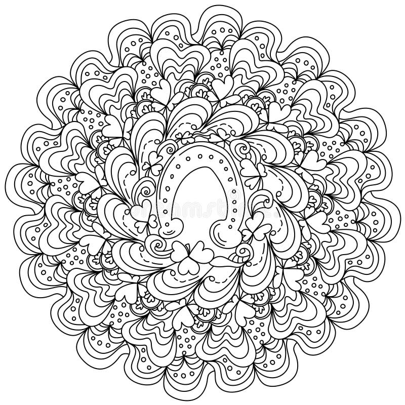 Contour mandala with a horseshoe in the center a symbol of good luck in the coloring page for st patrick s day stock vector