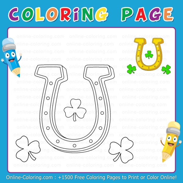 St patricks day horseshoe free online coloring page