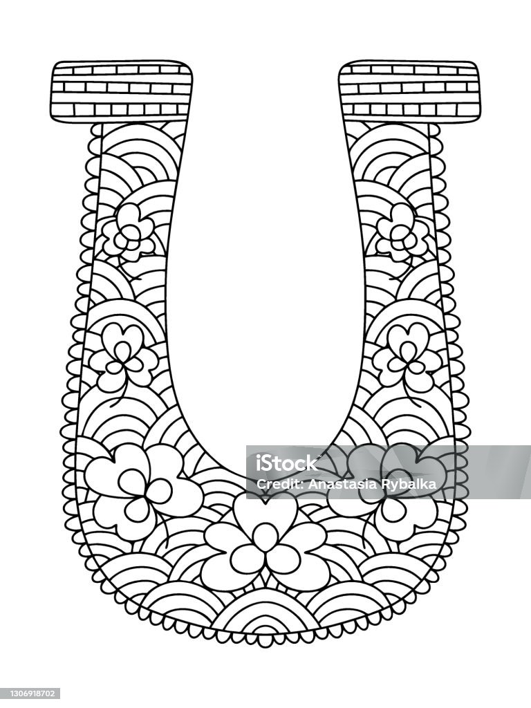 Horseshoe coloring page for adults stock vector illustration stock illustration