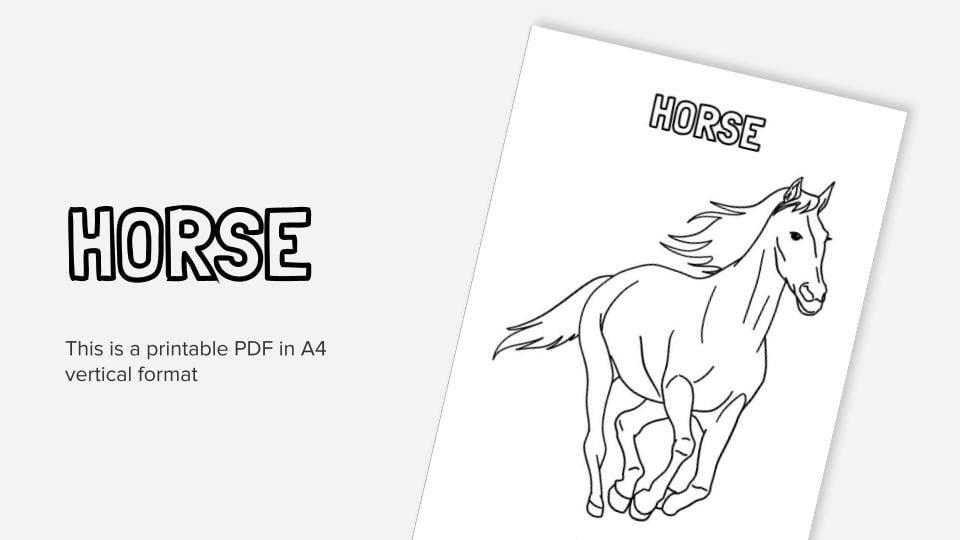 Horse printable coloring worksheet