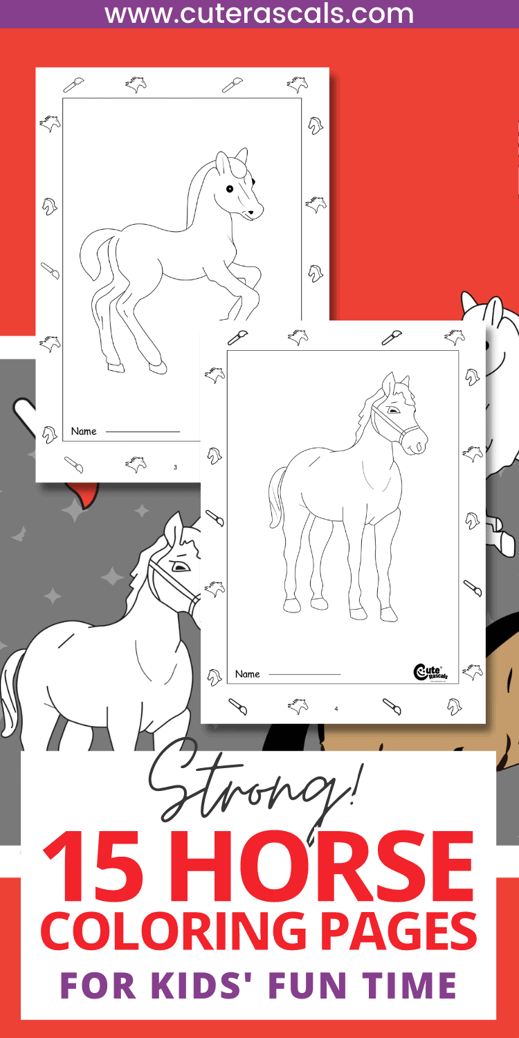 Strong horse coloring pages for kids fun time