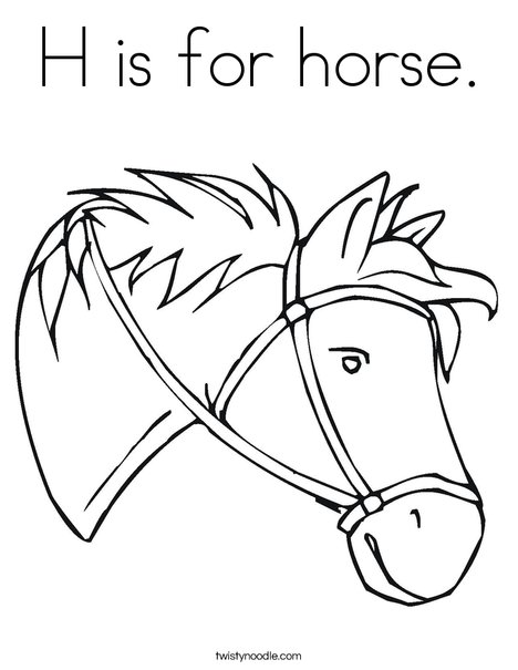 H is for horse coloring page