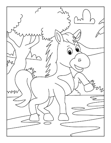 Premium vector printable horse coloring pages for kids