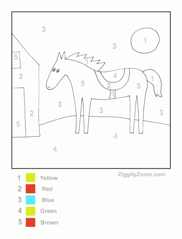 Color by number horse worksheet