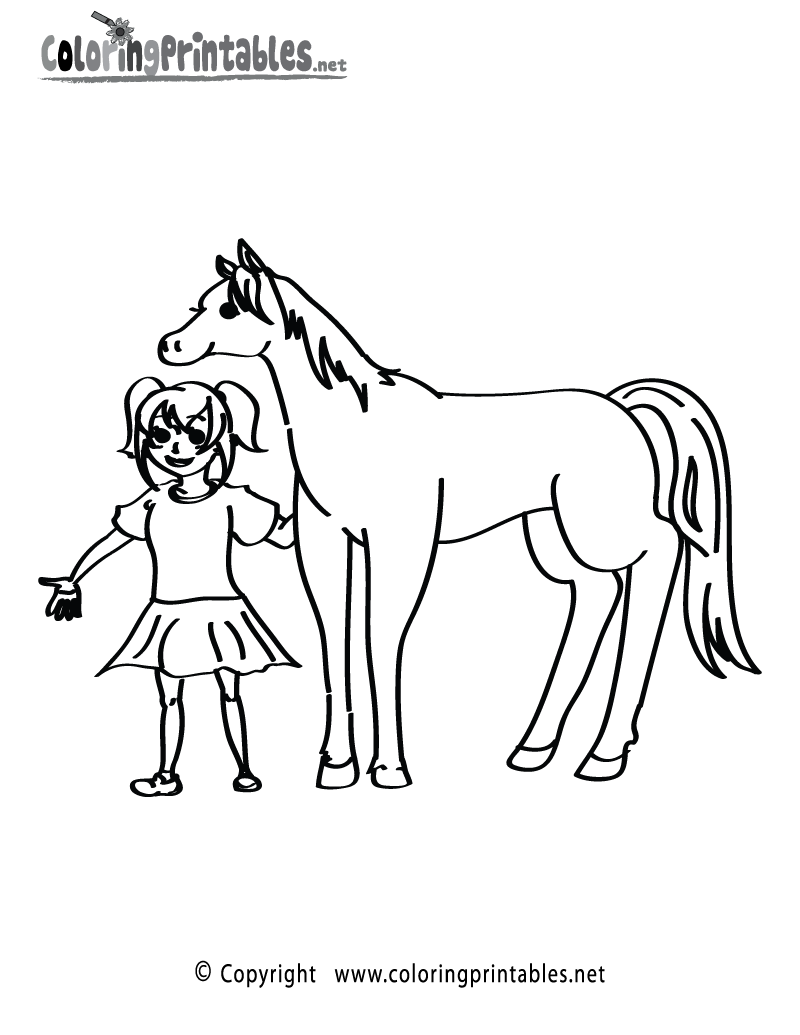 Girl horse coloring page