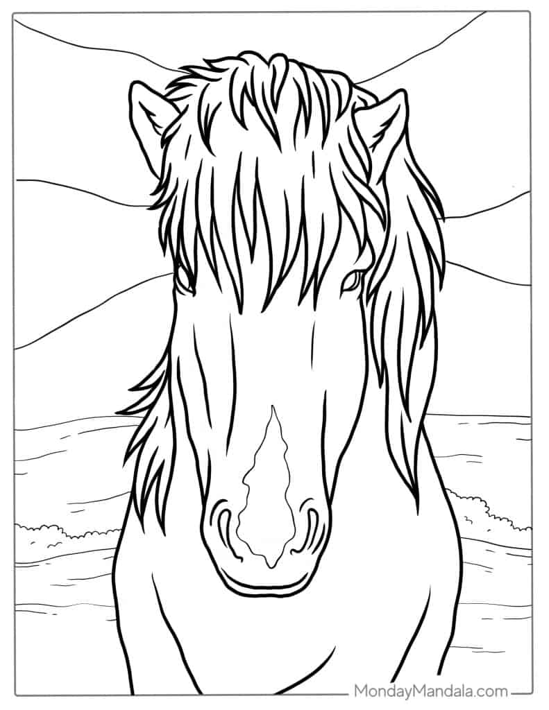 Horse coloring pages free pdf printables
