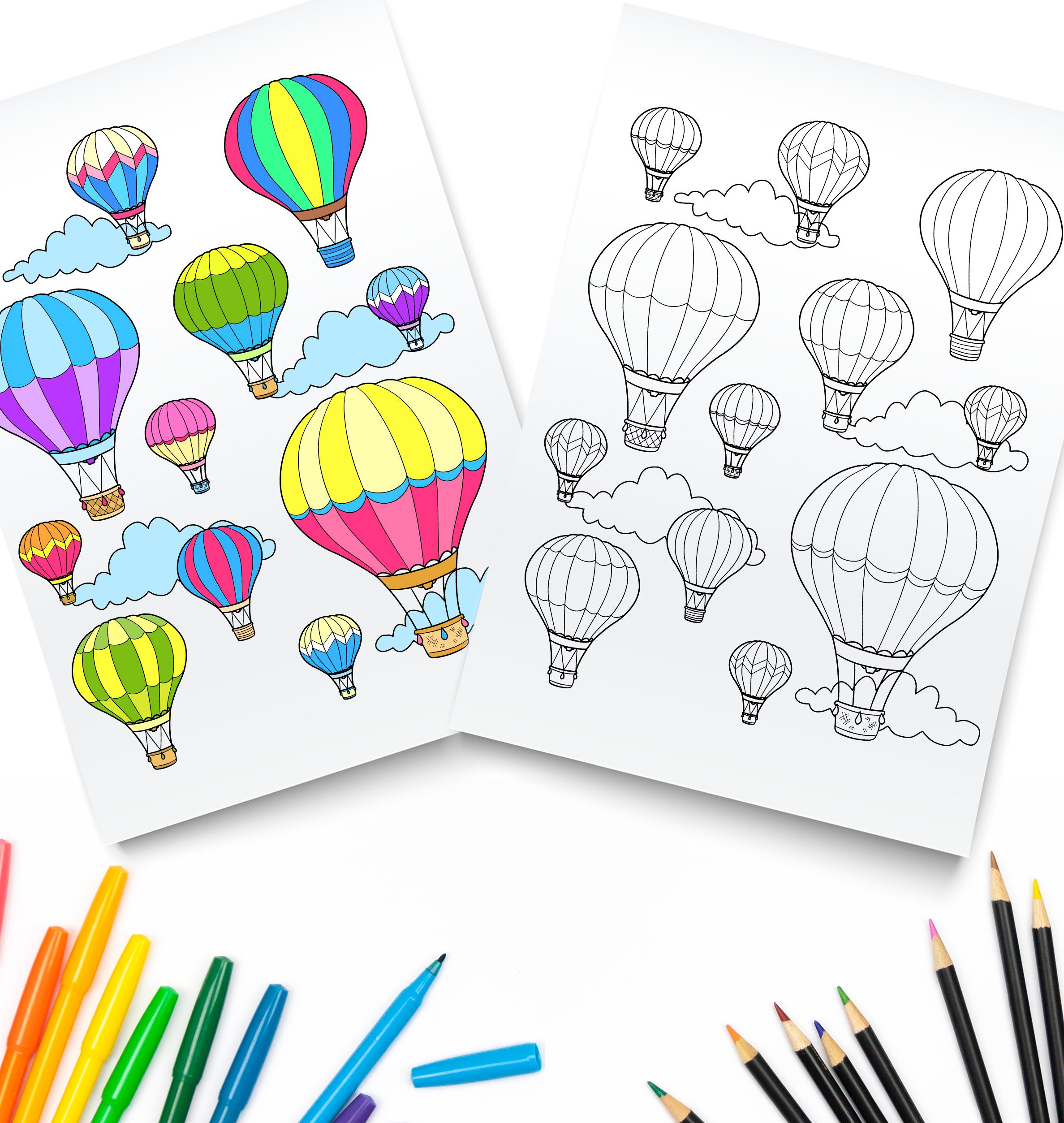 Printable hot air balloon coloring page digital download festival of balloons download now