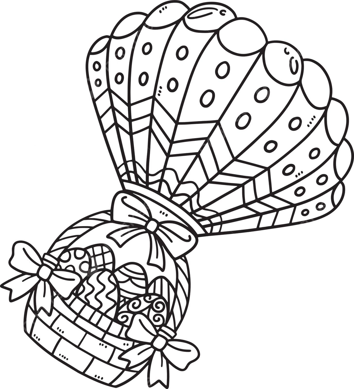 Isolated hot air balloon holding easter eggs basket vector page coloring palm sunday png and vector with transparent background for free download