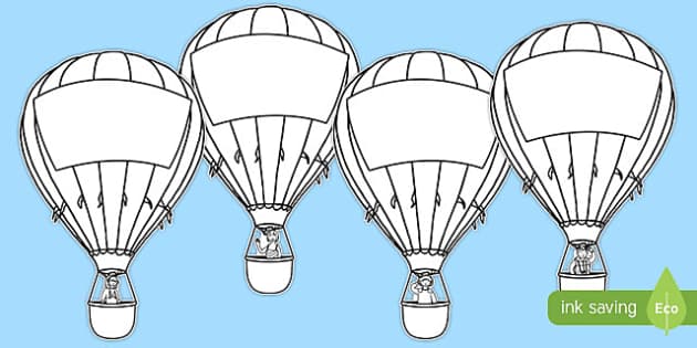 Ð hot air balloon template labels display resources