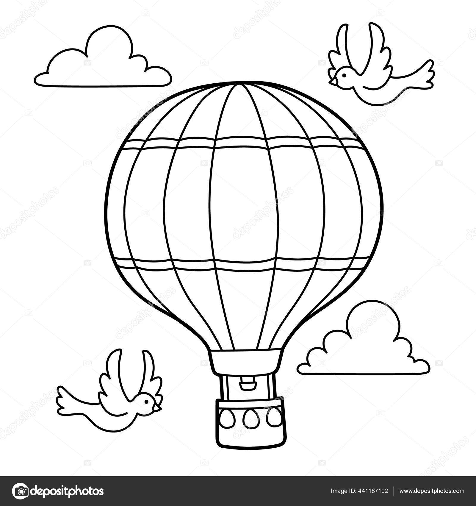 Hot air ballon coloring page stock vector by abbydesign