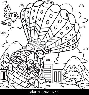 Hot air balloon coloring page isolated for kids stock vector image art