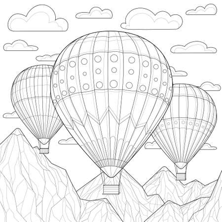 Hot air balloon coloring page cliparts stock vector and royalty free hot air balloon coloring page illustrations