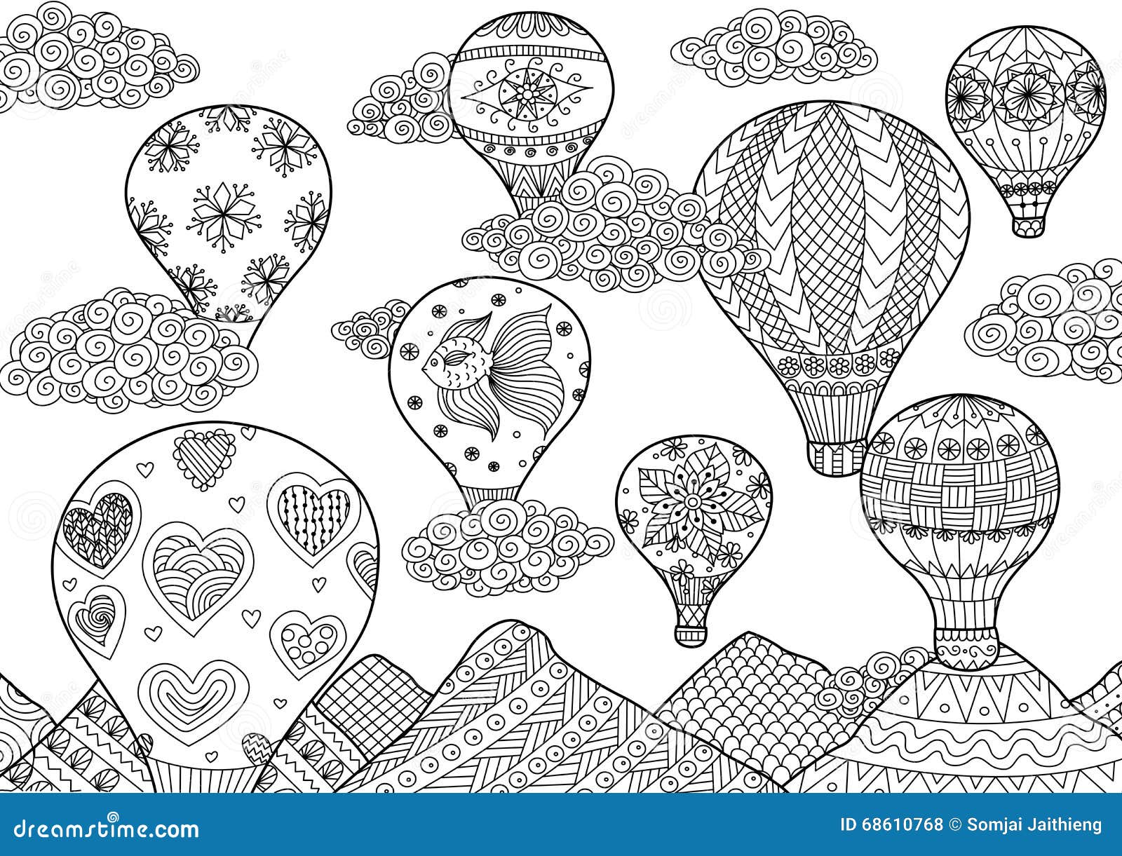 Hot air balloon coloring stock illustrations â hot air balloon coloring stock illustrations vectors clipart