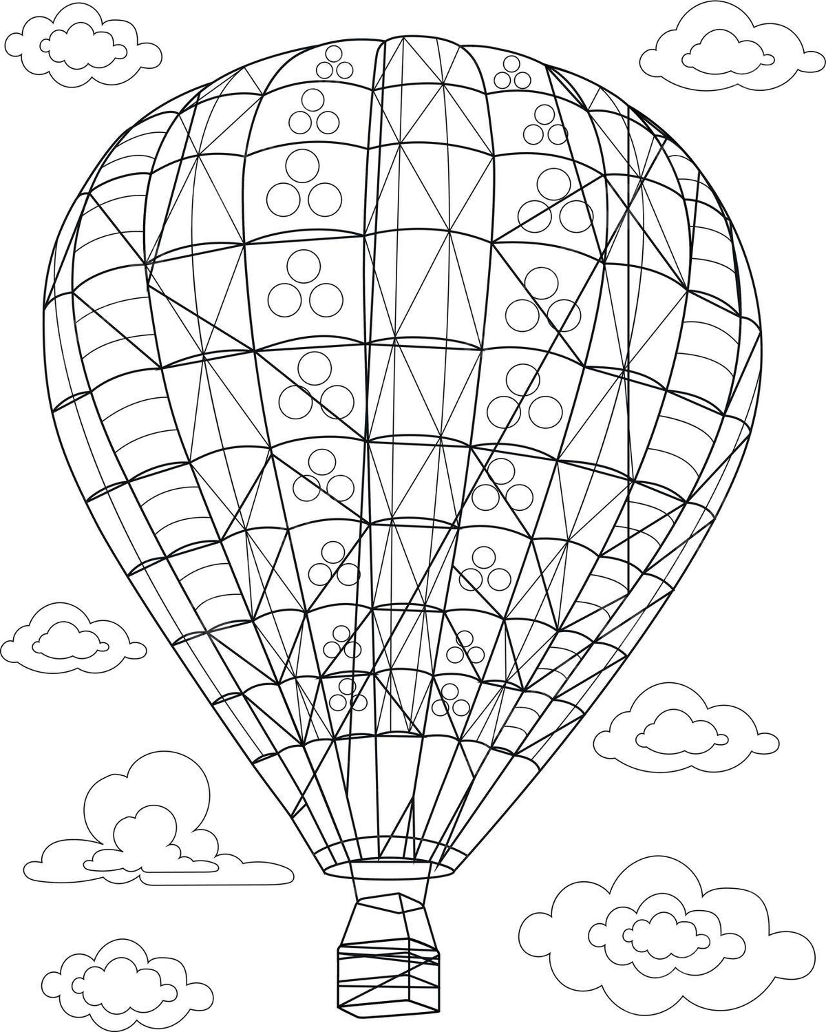 Coloring page hot air balloon and zeppelin in flight vector tourism sketch mountain png and vector with transparent background for free download