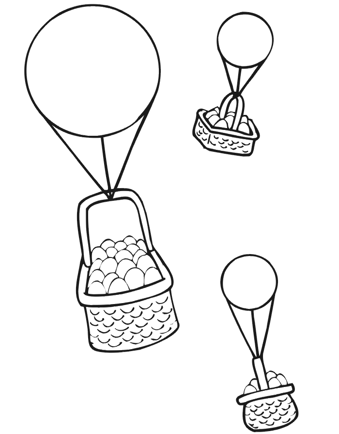 Easter basket coloring page baskets floating down with balloons