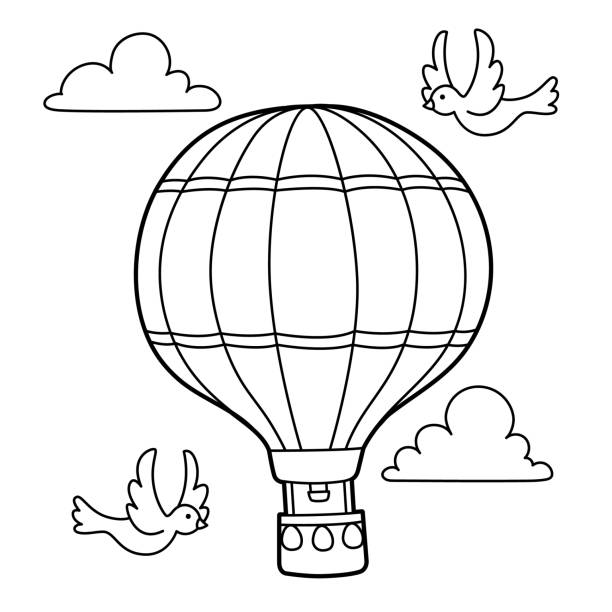 Hot air balloon coloring page stock illustrations royalty