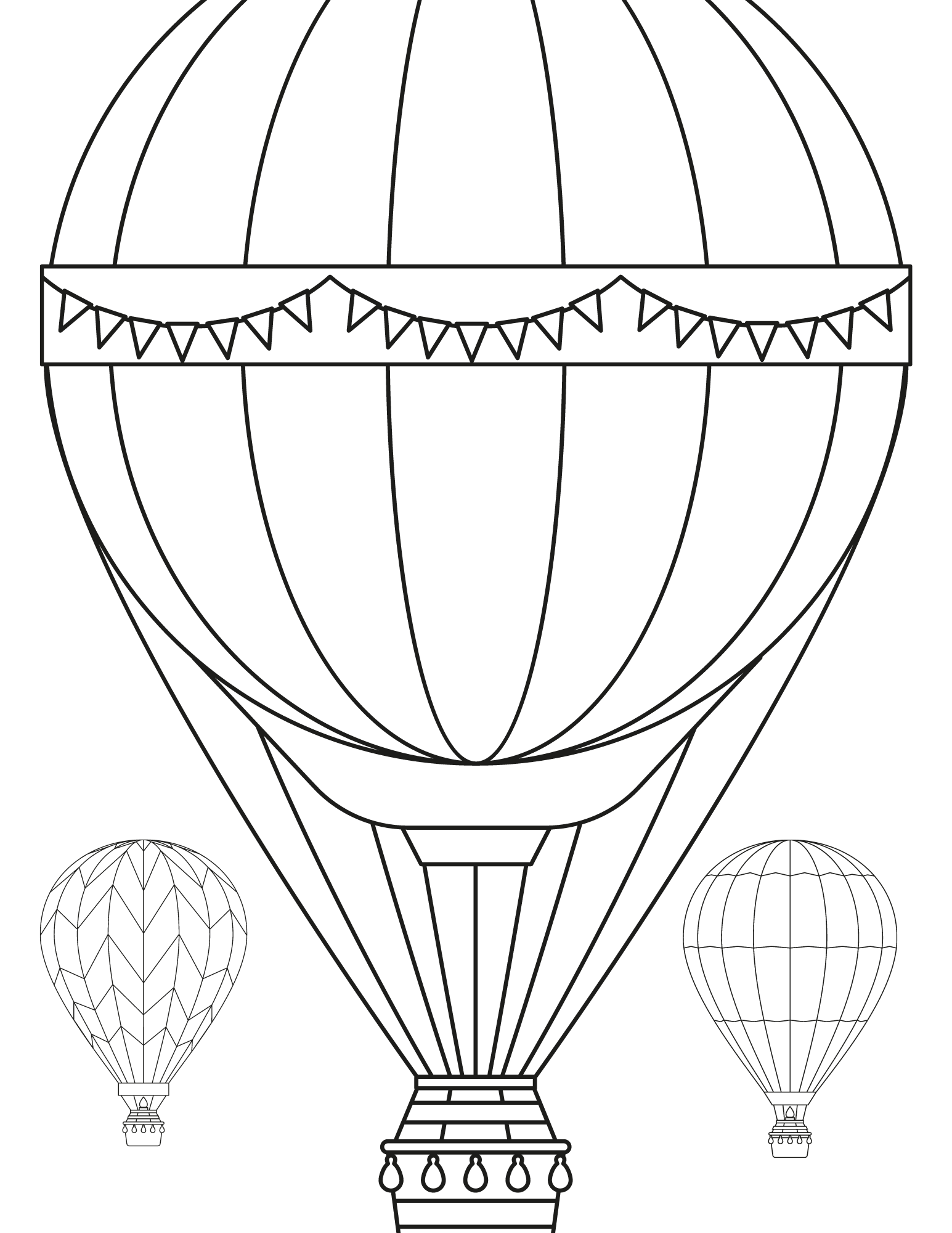 Soar high with these hot air balloon coloring pages