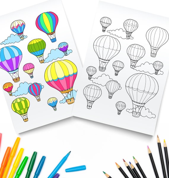 Printable hot air balloon coloring page digital download festival of balloons