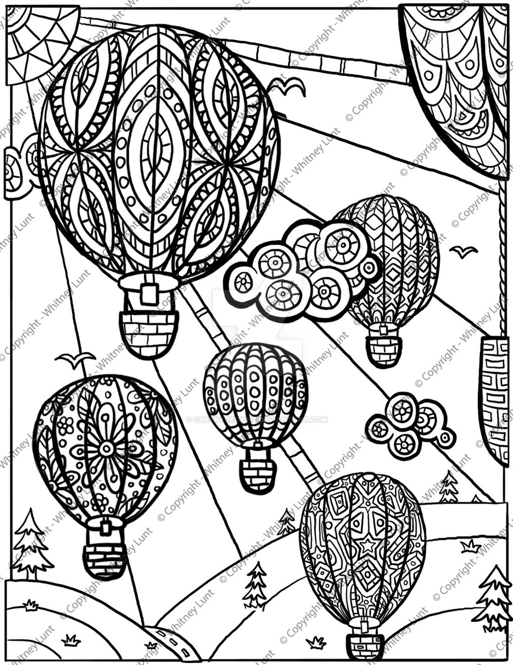 Hot air balloon coloring page by cheekydesignz on