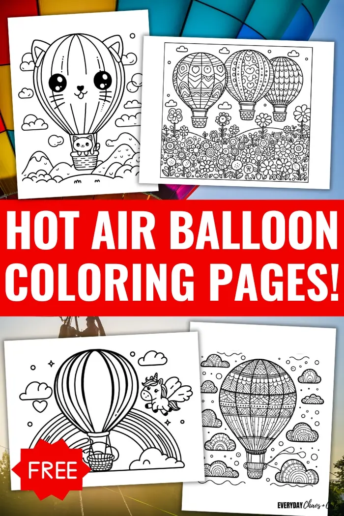 Free printable hot air balloon coloring pages