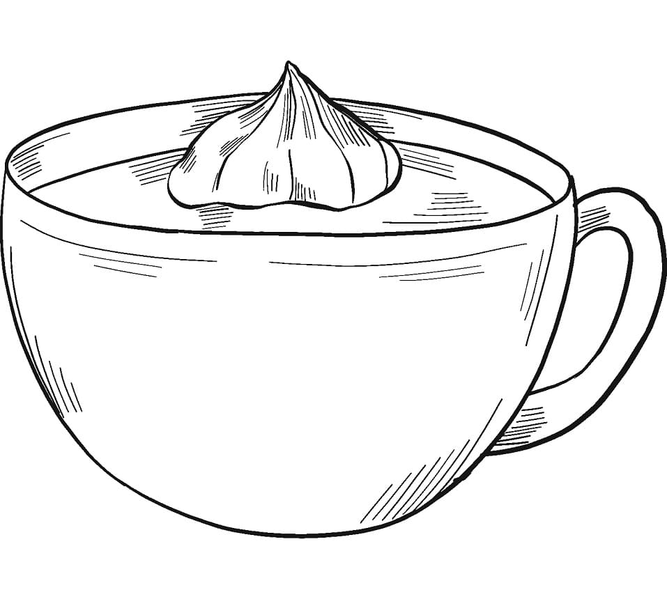 Cup of hot chocolate coloring page