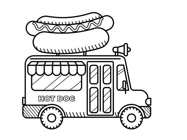 Hot dog coloring page stock illustrations royalty