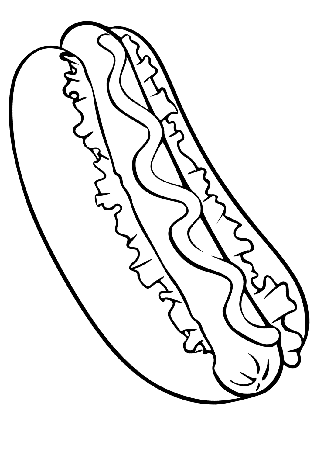 Free printable hot dog easy coloring page for adults and kids