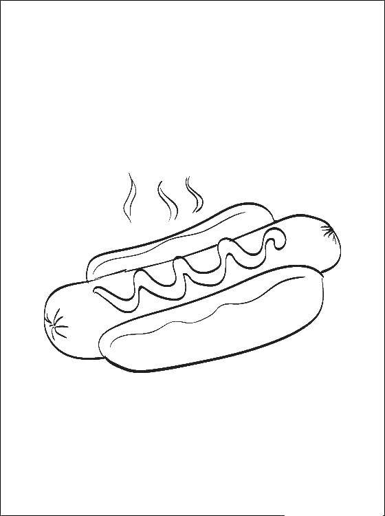 Online coloring pages coloring page hot dog food download print coloring page