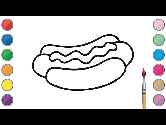 Draw and color a hot dog kids coloring drawing and coloring for kids