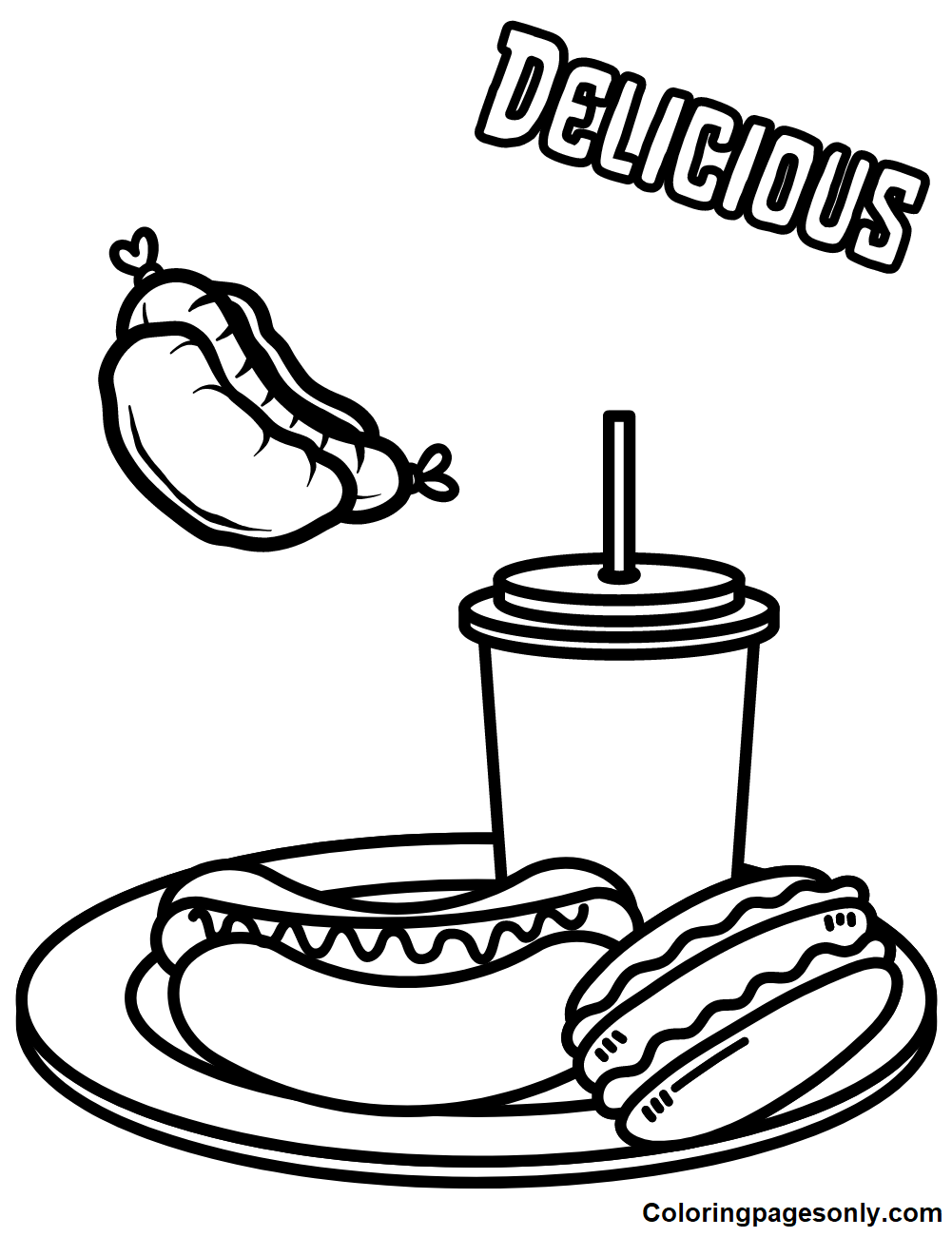 Hot dog coloring pages printable for free download