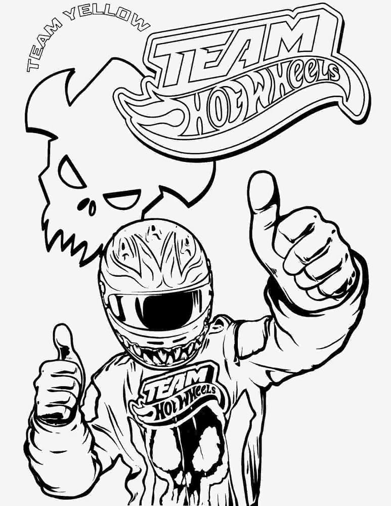 Hot wheels team yellow coloring page