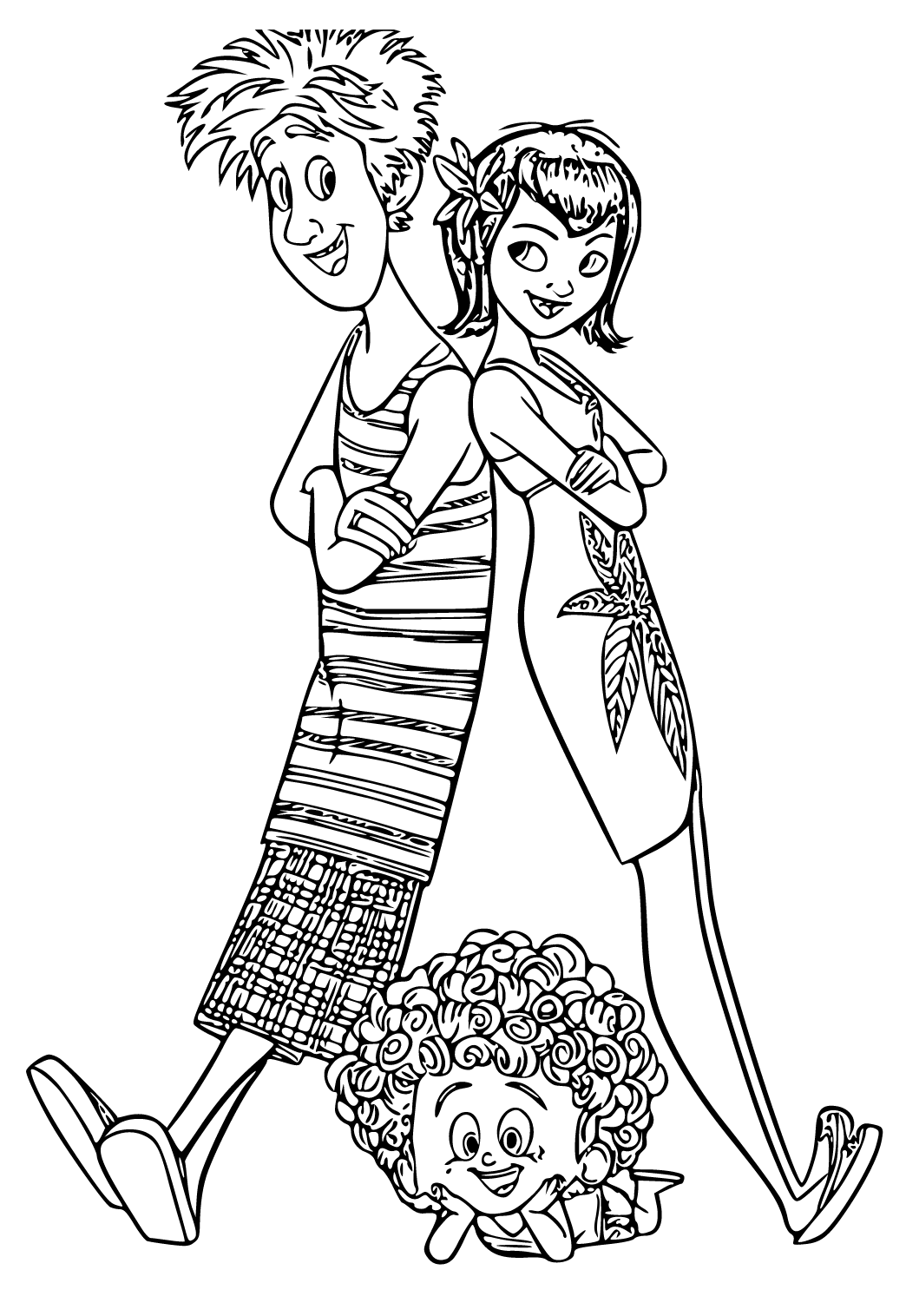 Free printable hotel transylvania family coloring page for adults and kids