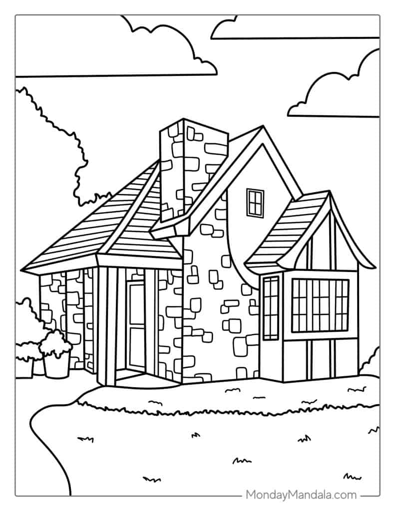 House coloring pages free pdf printables