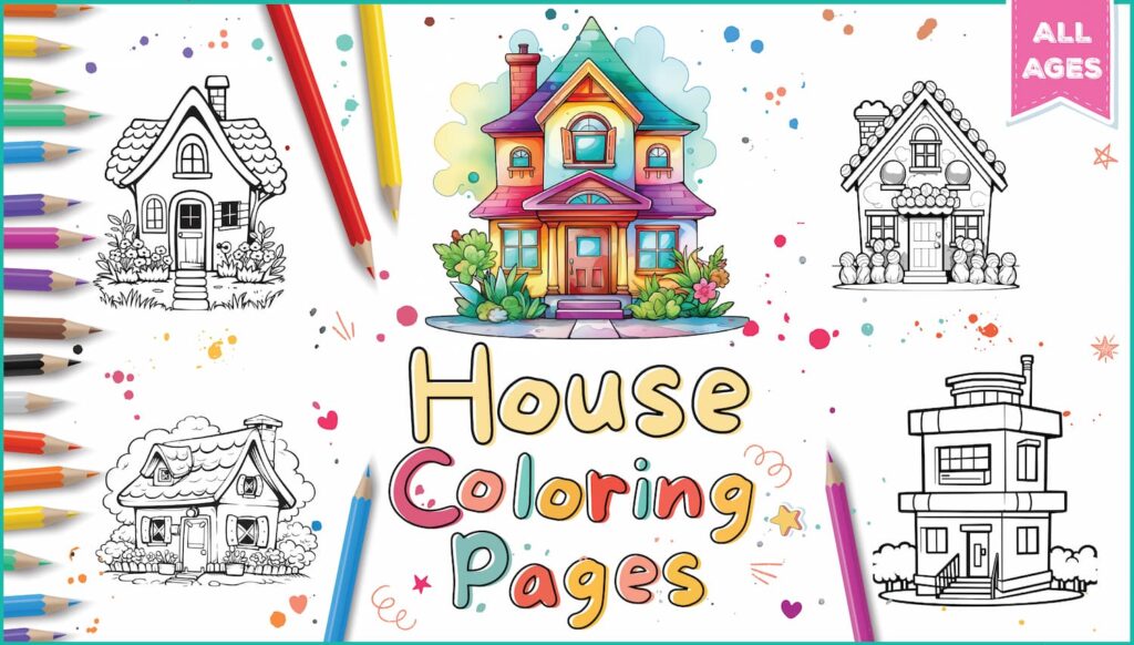 House coloring pages for kids adults