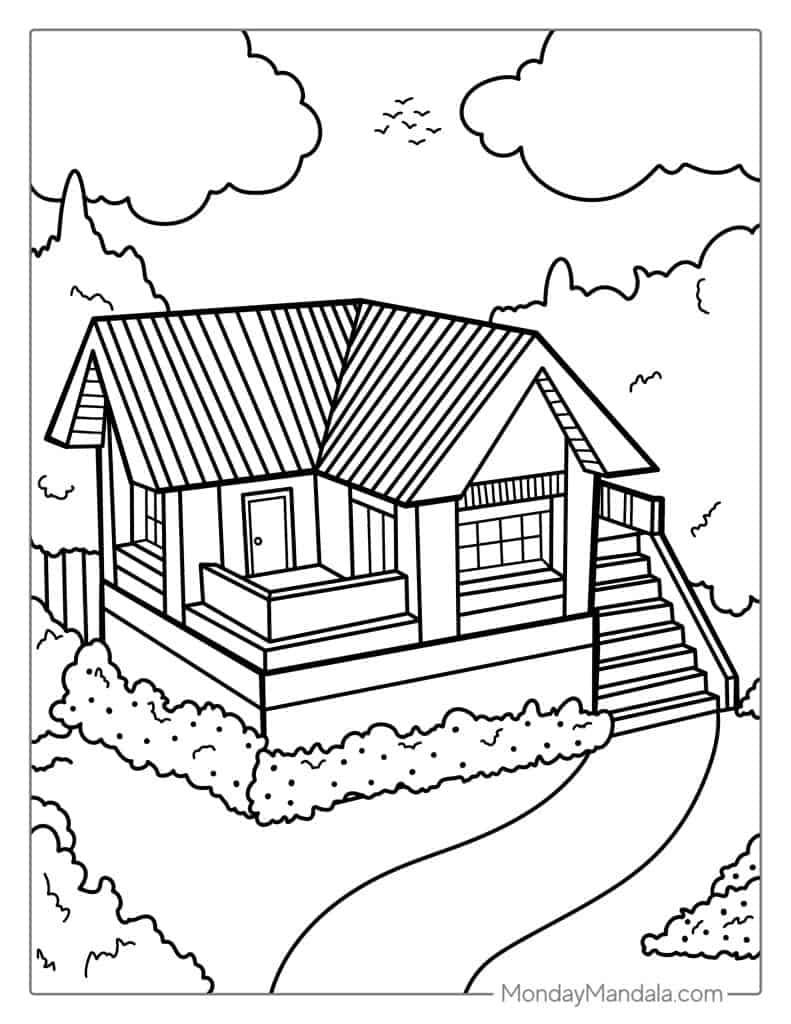 House coloring pages free pdf printables