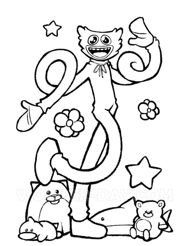 Printable cute huggy wuggy coloring page