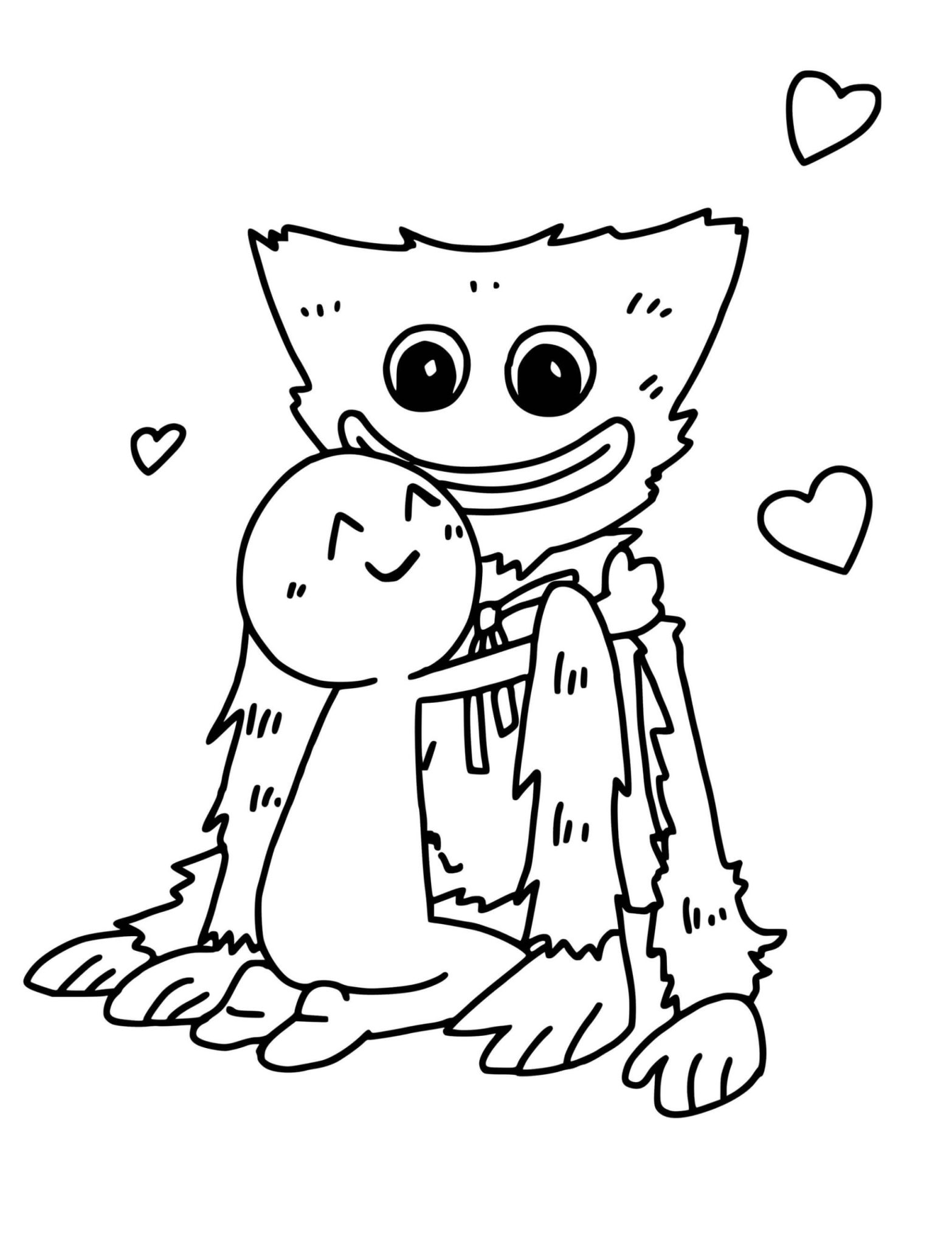 Huggy wuggy love coloring page