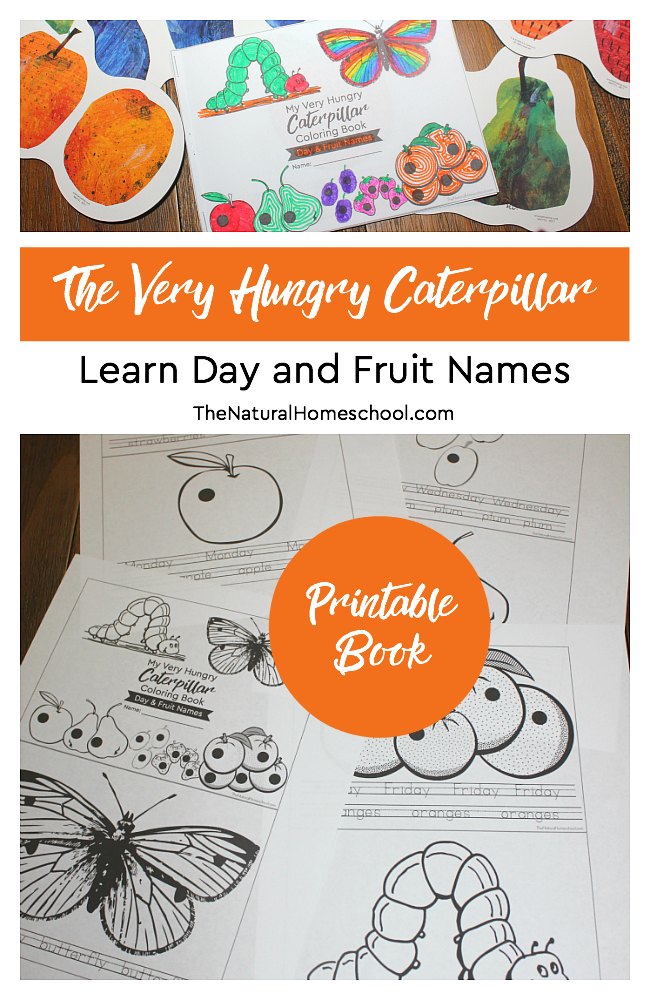 The very hungry caterpillar craft day and fruit names printable book